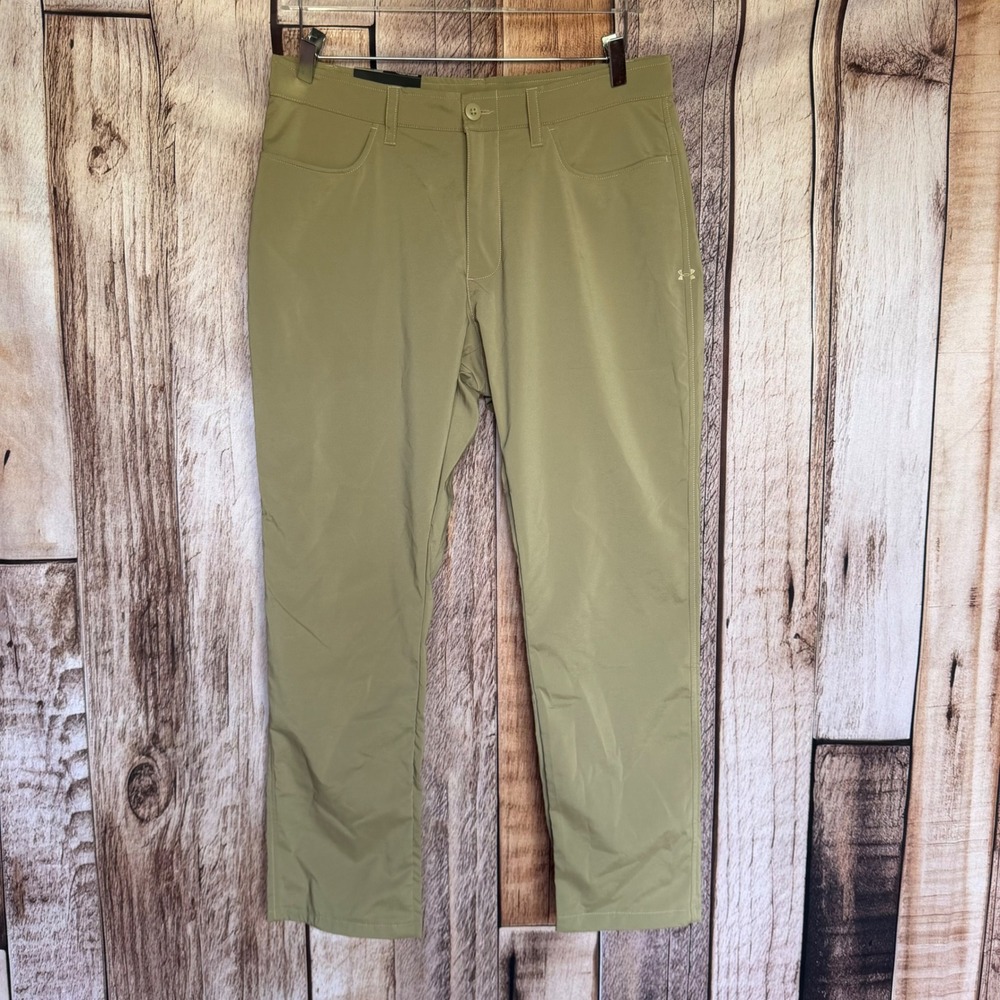 Under Armour Straight Fit Performance Pants Khaki Golf Travel Waist 34 NWT - Picture 1 of 10